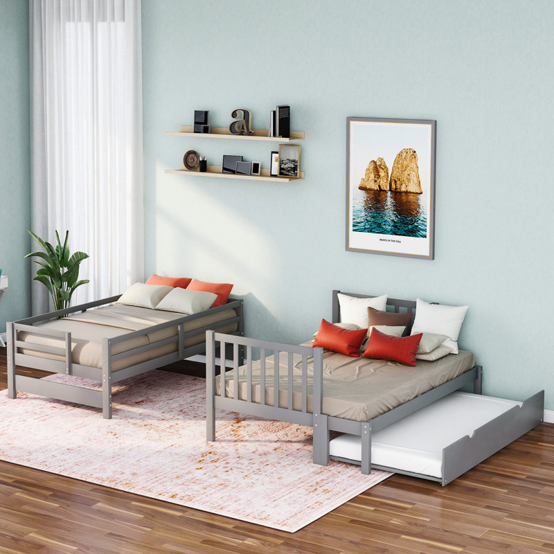 Bunk Bed With Trundle, Gray