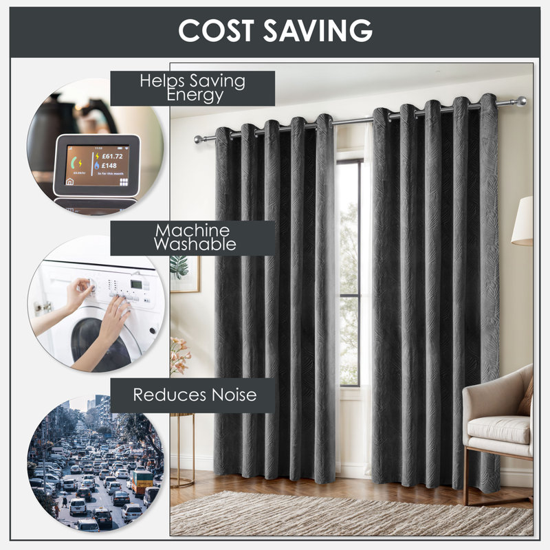 Wiburgh Blackout Curtain Panel Pair, 168cm Width x 228cm Drop, Grey