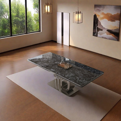 Sintered stone stainless steel dining table