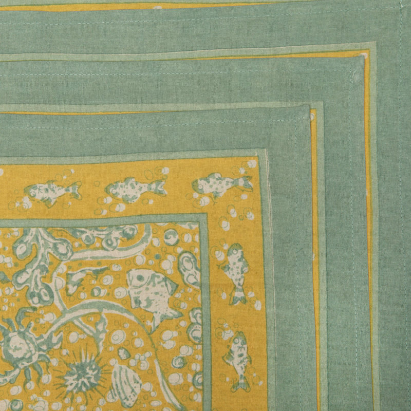 Serviette en coton 19 po Pickering, Turquoise / citrine