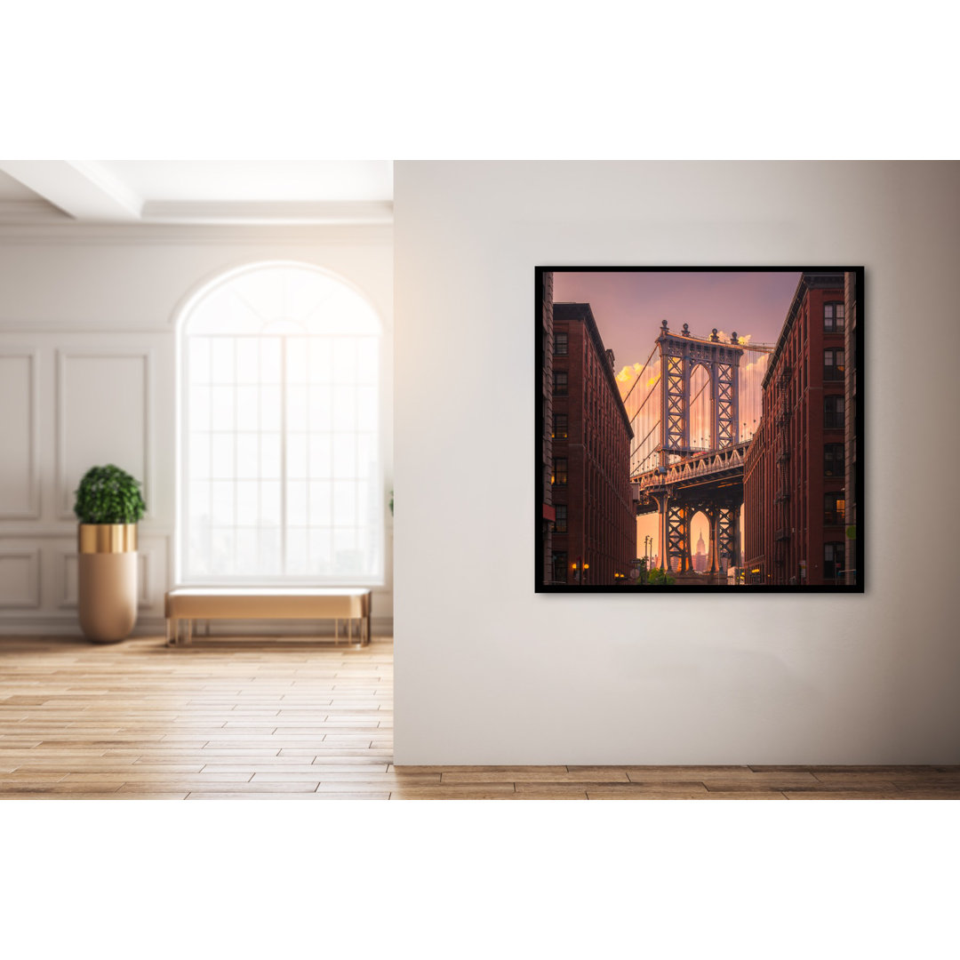 Gerahmtes Poster Manhattan Bridge von Brooklyn Street