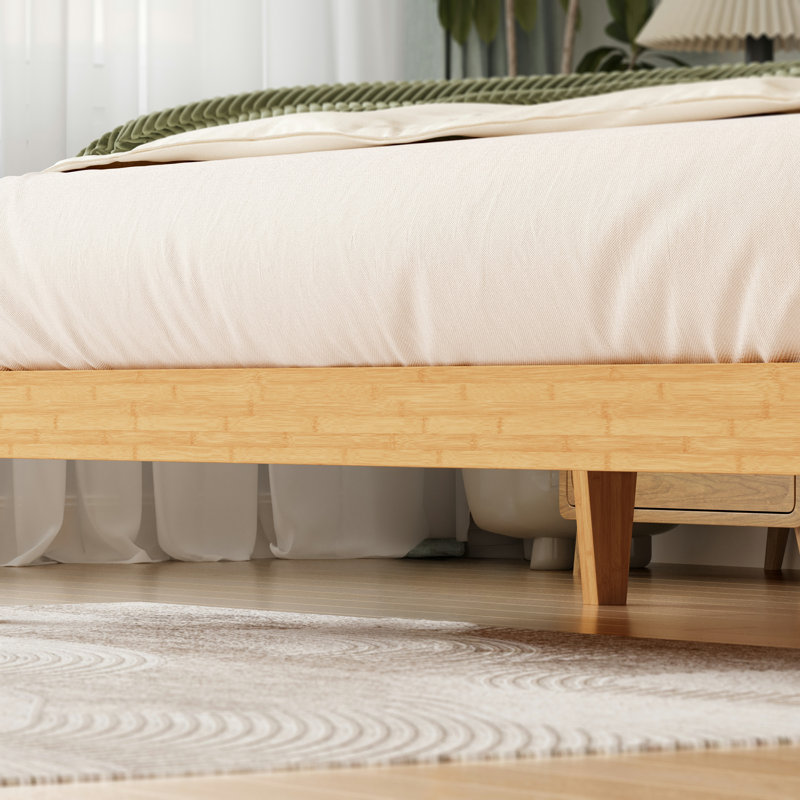 Ruberta 10" High Solid Wood Platform Bed, Bamboo Material, Easy Assembly, No Squeak, Twin XL
