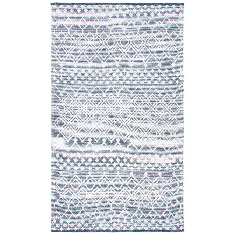 Natura Hand Woven Cotton/Viscose Geometric Rug in Gray/White, Rectangle 4' x 6'