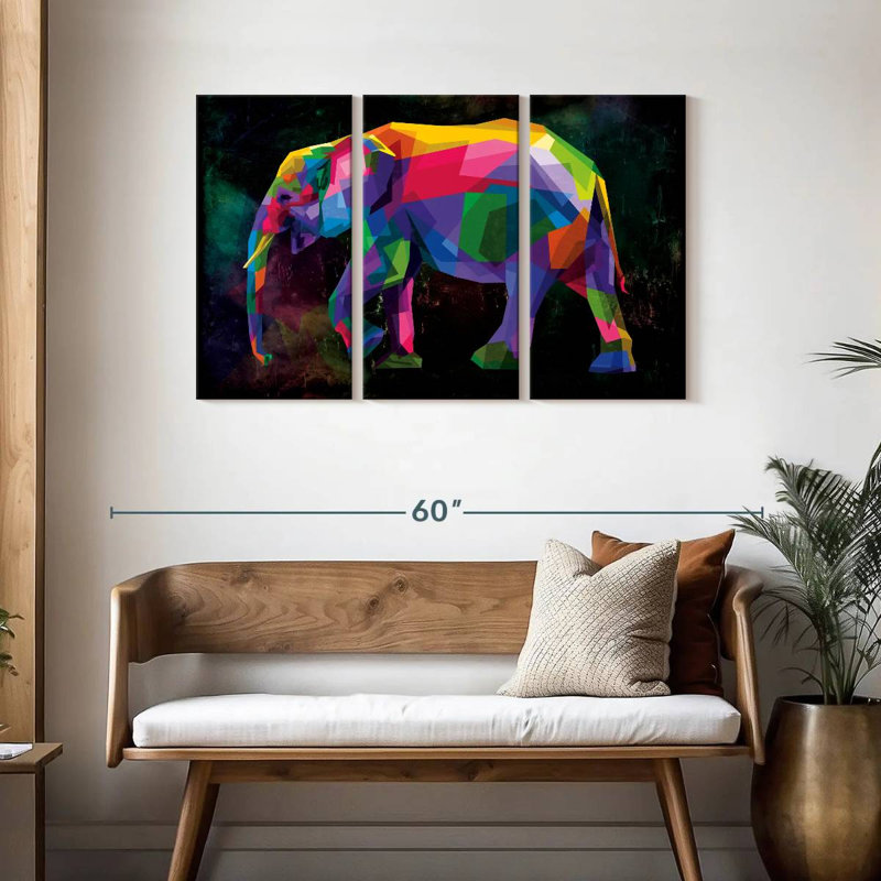 Brampt Geometric Color Elephant, 28" H x 45" W
