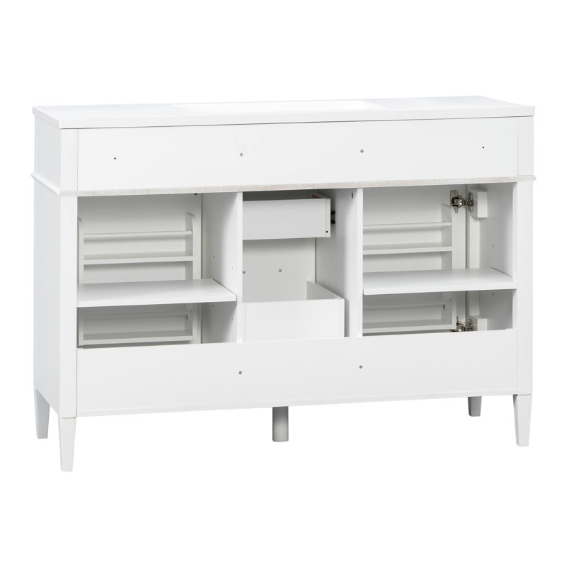 Ensemble de meuble-lavabo moderne 48 po avec plateau en composite Sophia, 4 tiroirs et 2 portes Sophia, Blanc