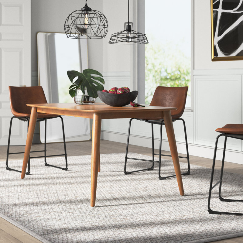 Table de salle à manger rectangulaire avec pieds fuselés l 59,06 po Gallman, Naturel, L 59,06 po x l 35,44 po