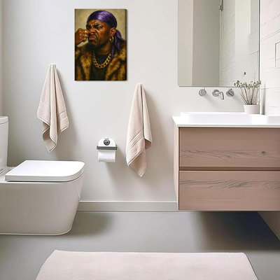 Stinky Face Bathroom Canvas Wall Art Funny Black Man Painting Pictures Wall Decor Humorous Black Man Pinch Your Nose Poster Print For Toilet Washroom Home Art Decoration 16X24in