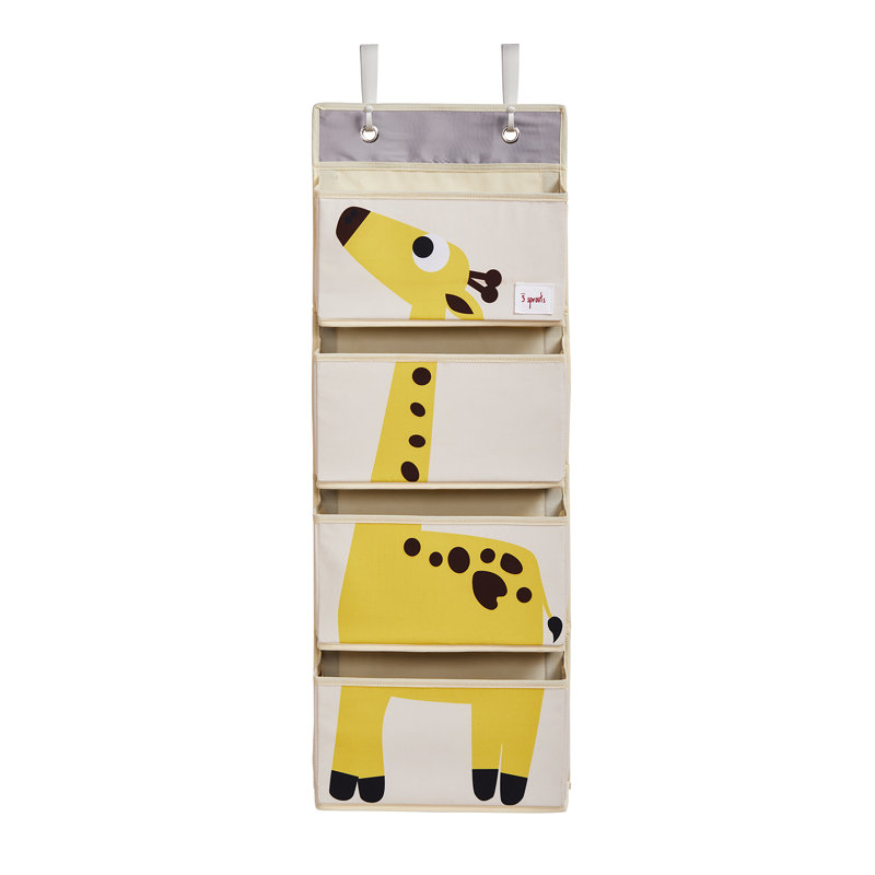 3 Sprouts - Children's Nursery Over the Door Organizer with Hooks - Giraffe