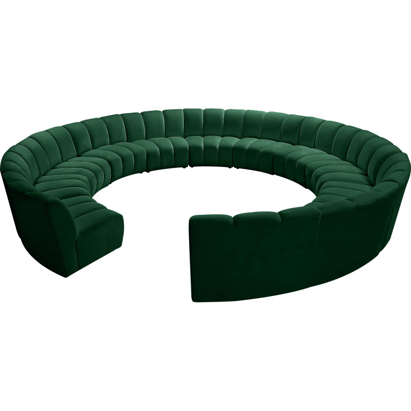 Canapé modulaire en velours Infinity, Velours vert, 12 pièces