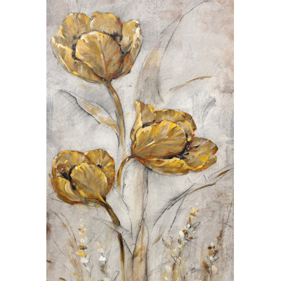 " Golden Poppies On Taupe II " by Timothy O' Toole