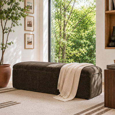 Banc de rangement rembourré 60 "avec dessus relevable, banc de rangement avec repose-pieds