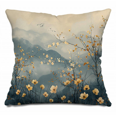 Wildflowers Throw Pillow, Nature Cotton Twill Pillows