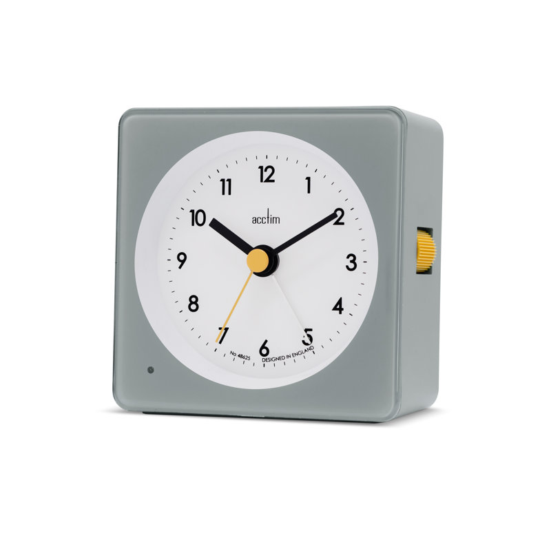 Acctim Barber Analogue Alarm Clock Smartlite® Crescendo Easy Set Alarm, Pigeon Grey