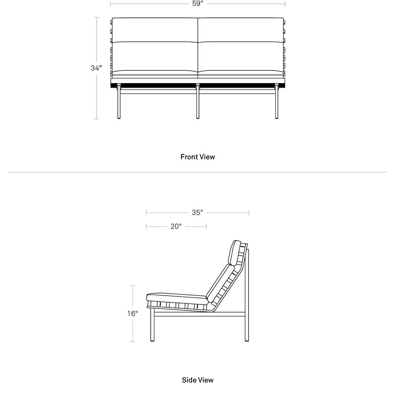 Perch Outdoor 2 - Seat Loveseat, Toohey Charcoal, White
