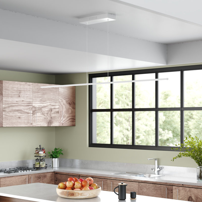 Bryanne 1 - Light LED Kitchen Island Pendant, 0.75" H x 48" W x 0.5" D, Matte White
