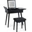 Coiffeuse 27,9 po avec lumières à DEL, station de charge, 2 tiroirs, panneau et tabouret pour la chambre à coucher, maquillage de coiffeuse noir,