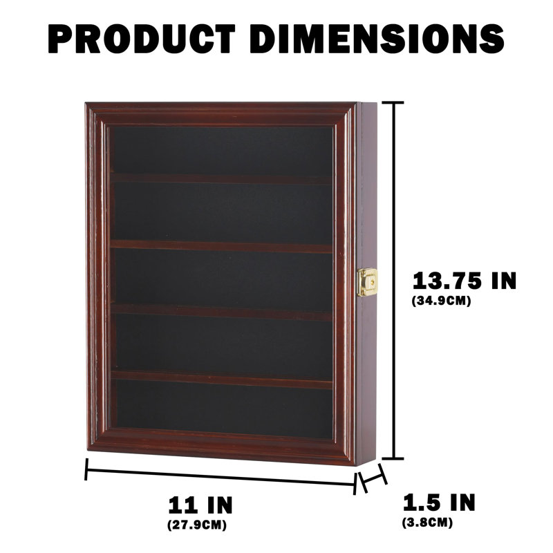 Arrowhead Display Case Native American Shadow Box Wall Mount Cabinet With UV Protection For Agate Opal Stone Arrowheads Spear Points (Mahogany Finish)