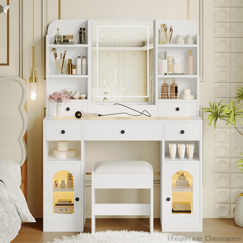 Coiffeuse 43,2 "avec miroir DEL et lumières