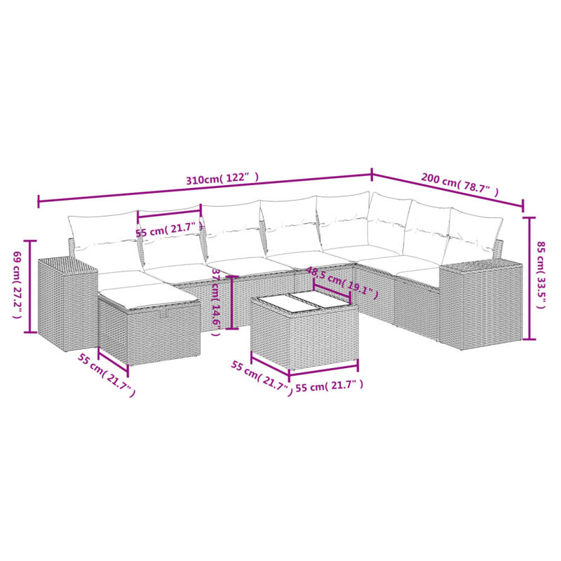  Garden Sofa Set Light Grey