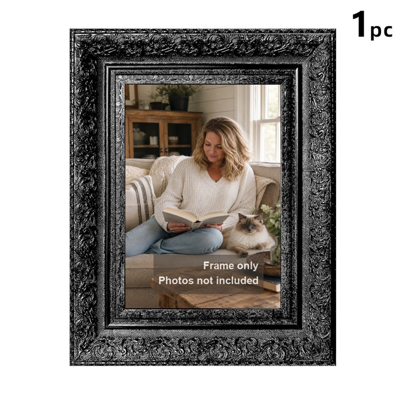 Cadre photo noir indémodable 1pc pour présentation de photos 5 po x 7 po, Black, 1, 5" W x 7" H