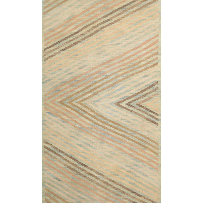 Tapis contemporain crème / beige / noir, Rectangle 5 pi x 7 pi