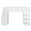 Lit mezzanine double avec escalier et tablettes de rangement, garde-robe intégré et lumières DEL blanches
