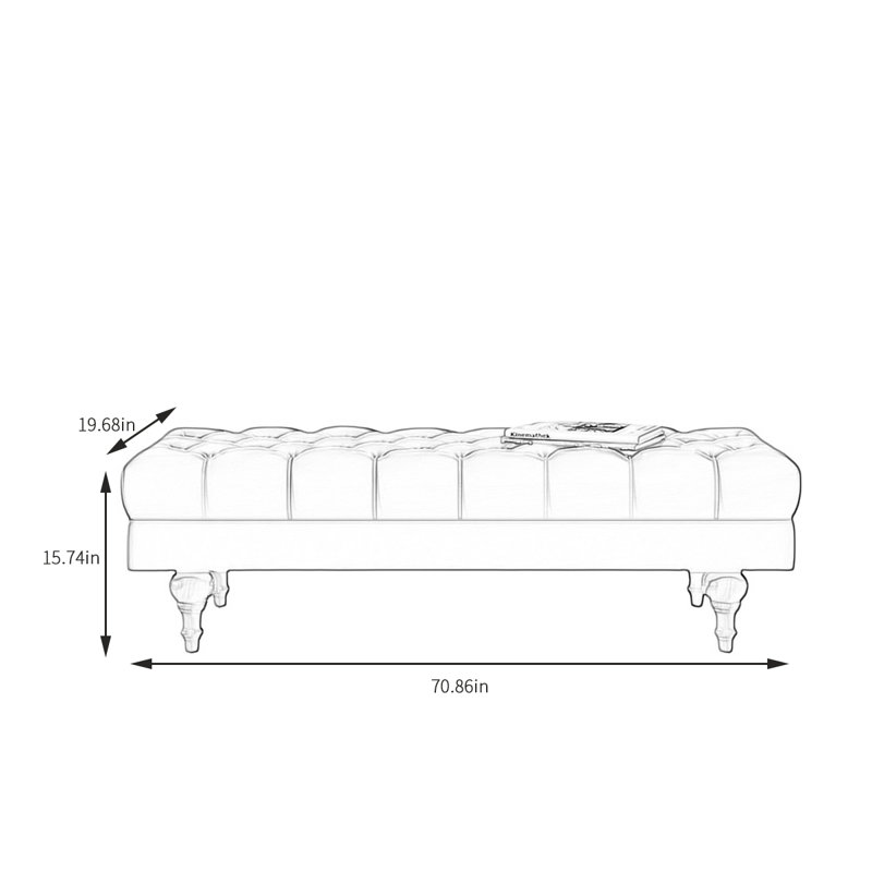 Leather Match Upholstered Bench, 15.74" H x 70.86" W x 19.68" D