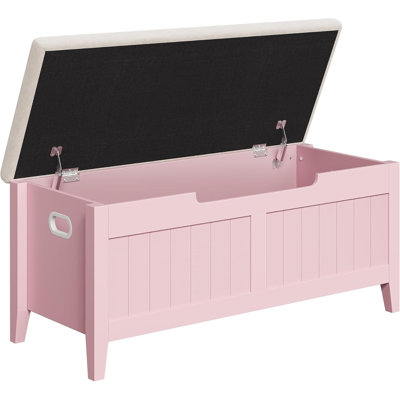 Banc de rangement, coffre de rangement en bois de 100 cm avec 2 charnières de sécurité, banc d'entrée avec couvercle rabattable, grand coffre pour salon ou chambre, montage facile