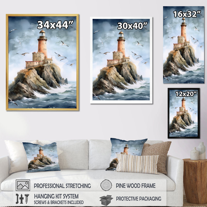 Amedee Ocean Watchtower III - Imprimé, H 20 po x l 12 po x P 1 po, Cadre simple argenté