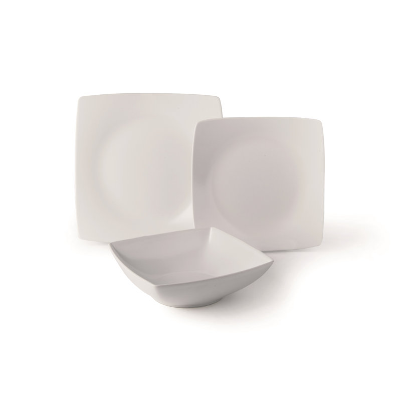 Eclipse Piece Ceramic Dinnerware Set - Service for 6, White