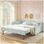 Lit de jour double, lit de jour rembourré en vichy équipé d'une base de lit gigogne escamotable et d'une pochette de rangement latérale, canapé-lit multifonctionnel en bois massif pour chambre d'enfant et chambre d'amis - Cyan-363208636