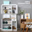 71 po Buffet avec huche, armoire de rangement garde-manger moderne avec comptoir pour four à micro-ondes, tiroir et armoire, blanc