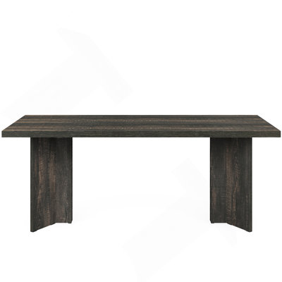 Table de salle à manger 63 po Farmhouse pour 4 à 6 personnes - Table de cuisine rectangulaire rustique en bois avec plateau épais, design moderne gris foncé pour la maison, un appartement ou de petits espaces