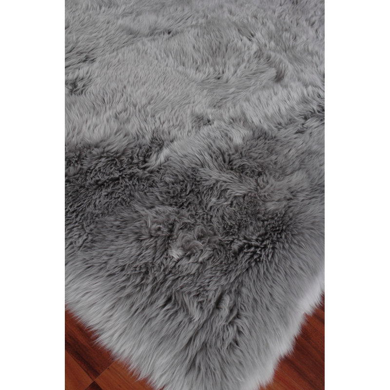 Sheepskin Area Rug in Gray, Rectangle 11'6" x 14'6"