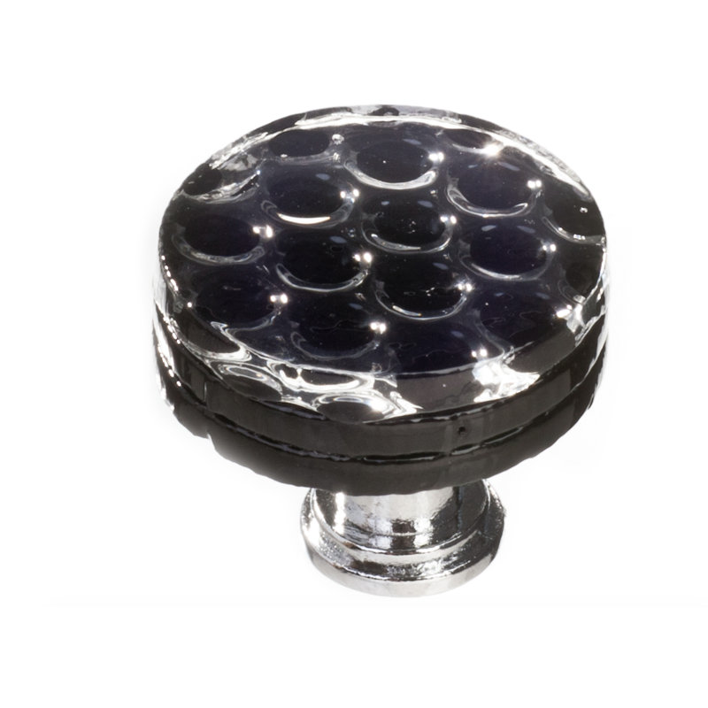 Texture Glass Mushroom Knob, Polished Chrome