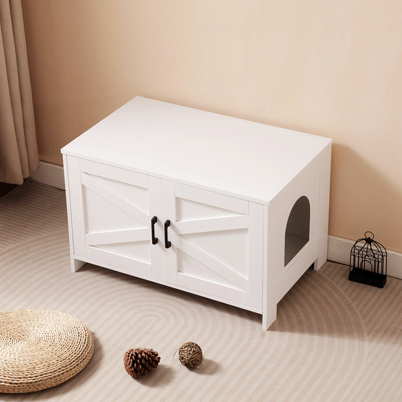 Enceinte de litière polyvalente pour chat avec porte cachée et fonctions multiples