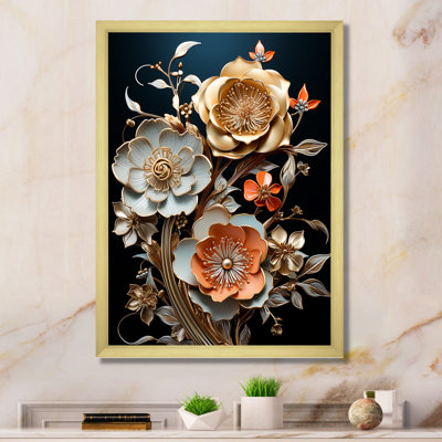 Bronze brun, fleur du Japon, reproduction d'art sur toile