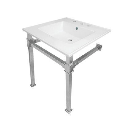 Lavabo de salle de bain console rectangulaire en céramique avec trop-plein Monarch