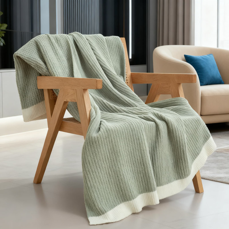 Jeté en chenille en tricot gaufré pour canapé, couverture de canapé décorative ultra douce et confortable, respirante et chaude pour toutes les saisons