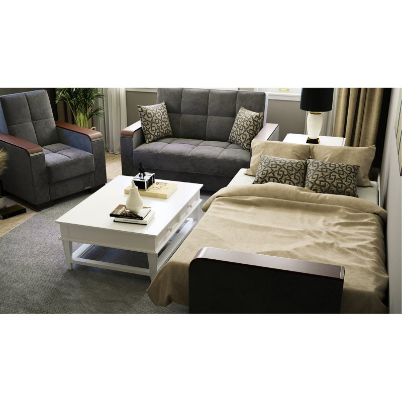 X Collection - Grey Microfiber With Storage Capacity Space Management Solution Upholstered Convertible Space Furniture