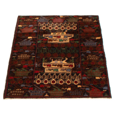 Largeros One-of-a-Kind 3'1" X 4'9" New Age Wool Area Rug in Black