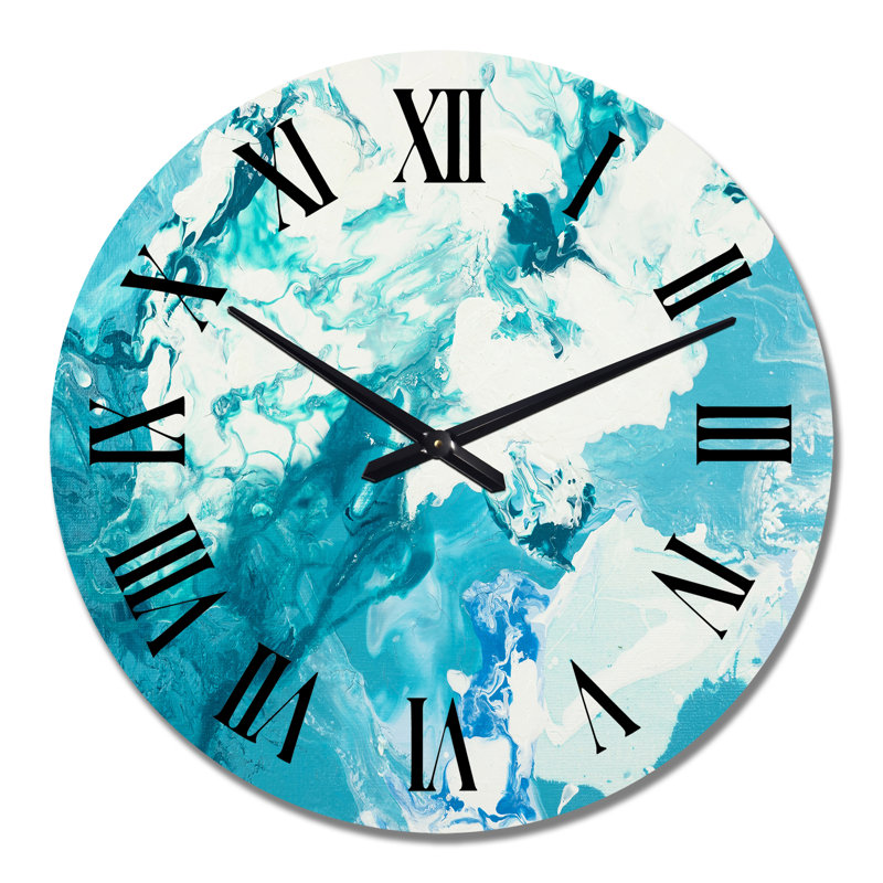 Nuage blanc sur marbre bleu I - horloge murale moderne, Grand
