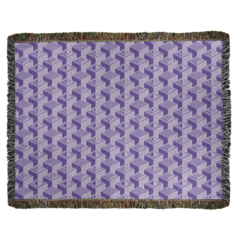 Couverture en coton tissé à motif de gratte-ciels classiques, L 60 po x L 80 po, Violet