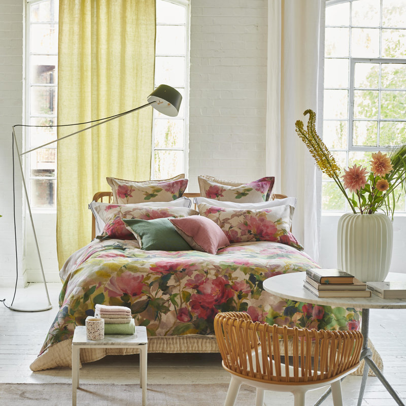 Thelma's Garden Linen Duvet Cover, Queen Duvet Cover
