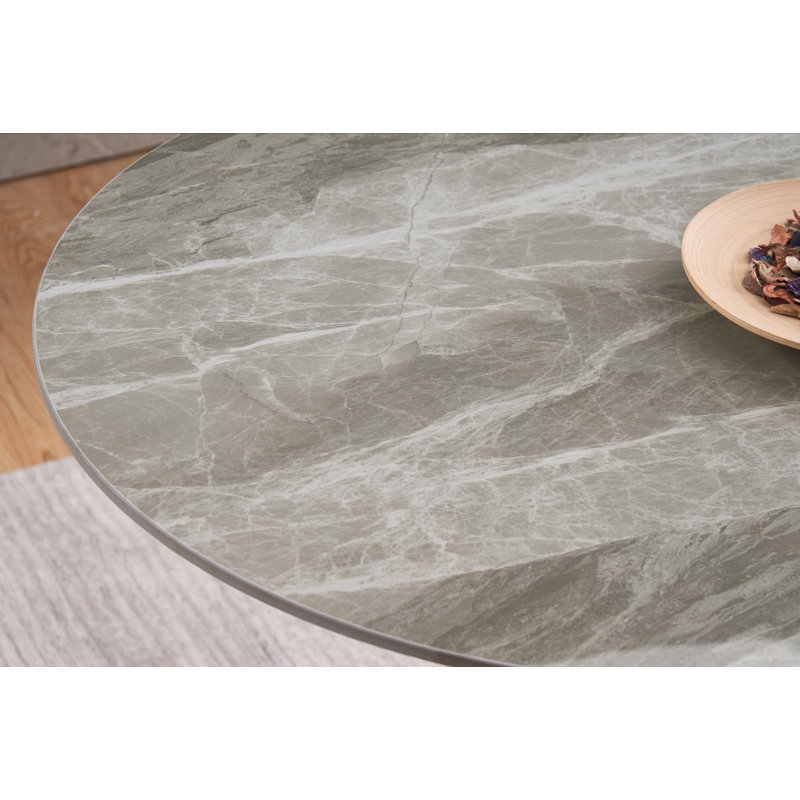 Round Stone Top Metal Base Dining Table