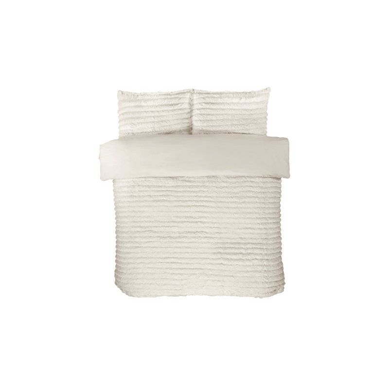 Aliyas Chunky Ribbed Duvet Set, Vanilla, Double Duvet Cover Set