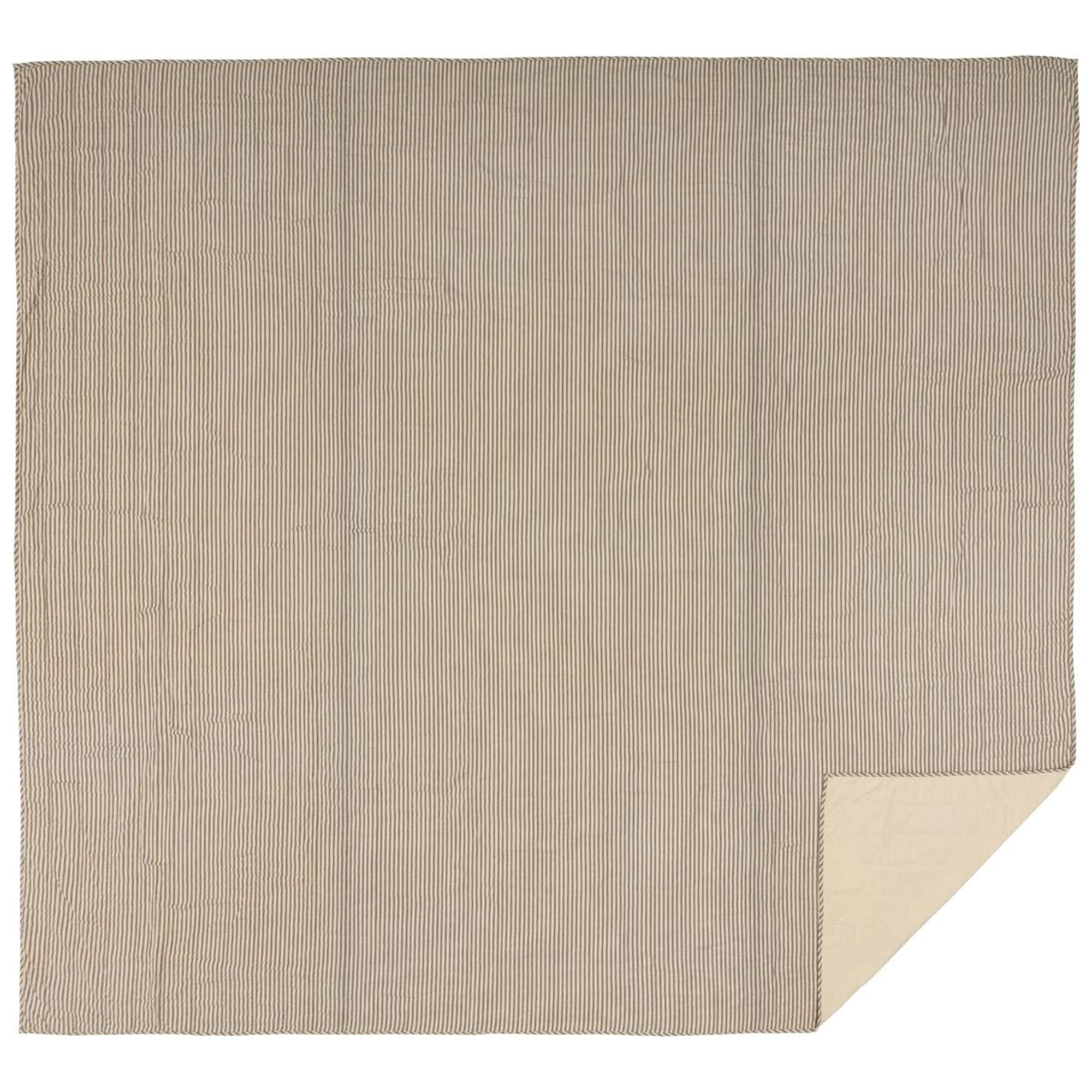Sawyer Mill Ticking Stripe Quilt Coverlet, Luxury King, Coal Black & Dark Creme
