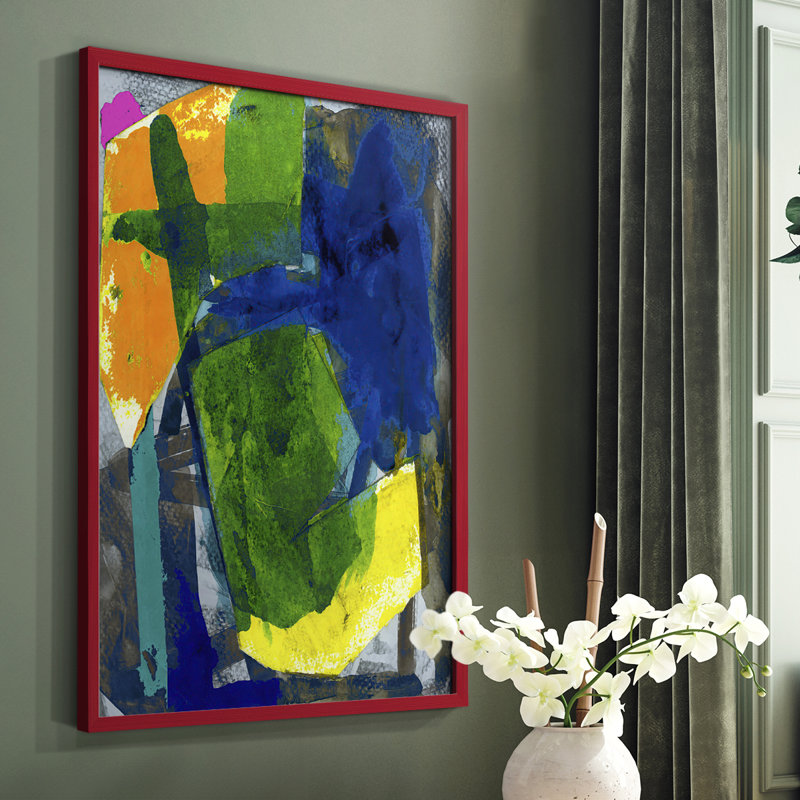 Brights Strokes I, reproduction encadrée - bois massif, Rouge, H 10 po x l 8 po