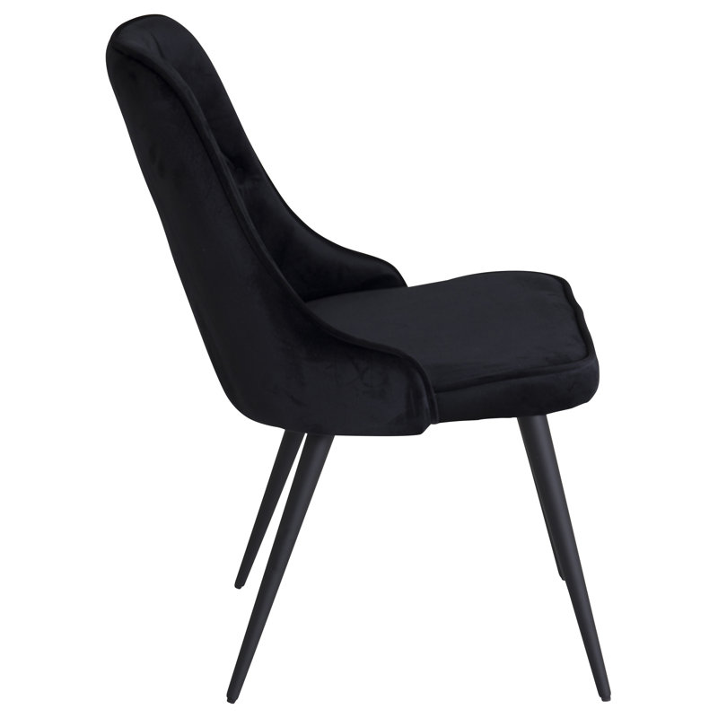 Jalen 49cm H Polyester Blend Upholstered Side Chair, Black, Black