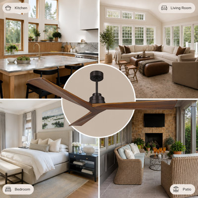 52-Inch Solid Wood Ceiling Fan without Light
